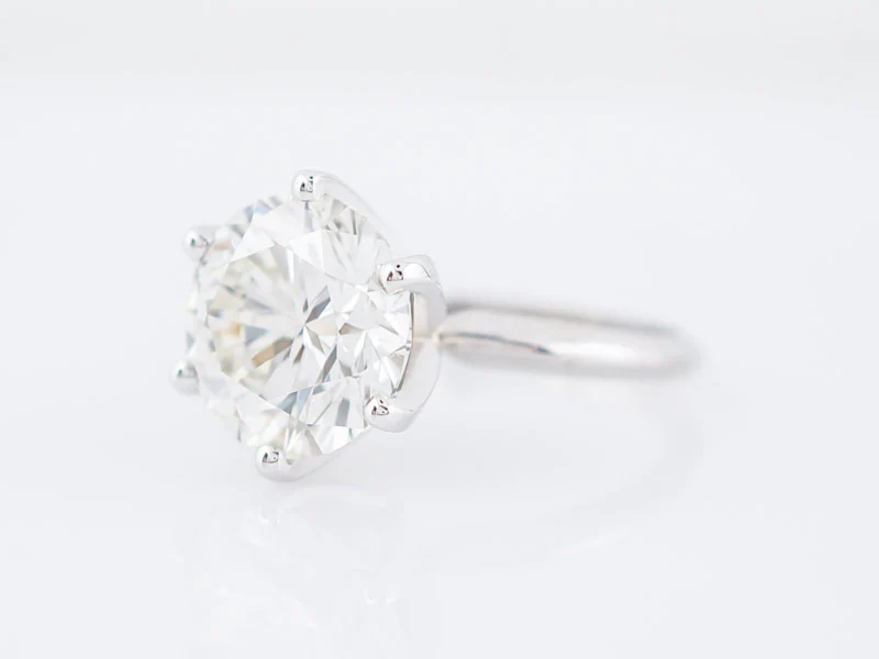 Engagement Ring Modern GIA 5.05 Round Brilliant Cut Diamond in 14k White Gold - Image 3