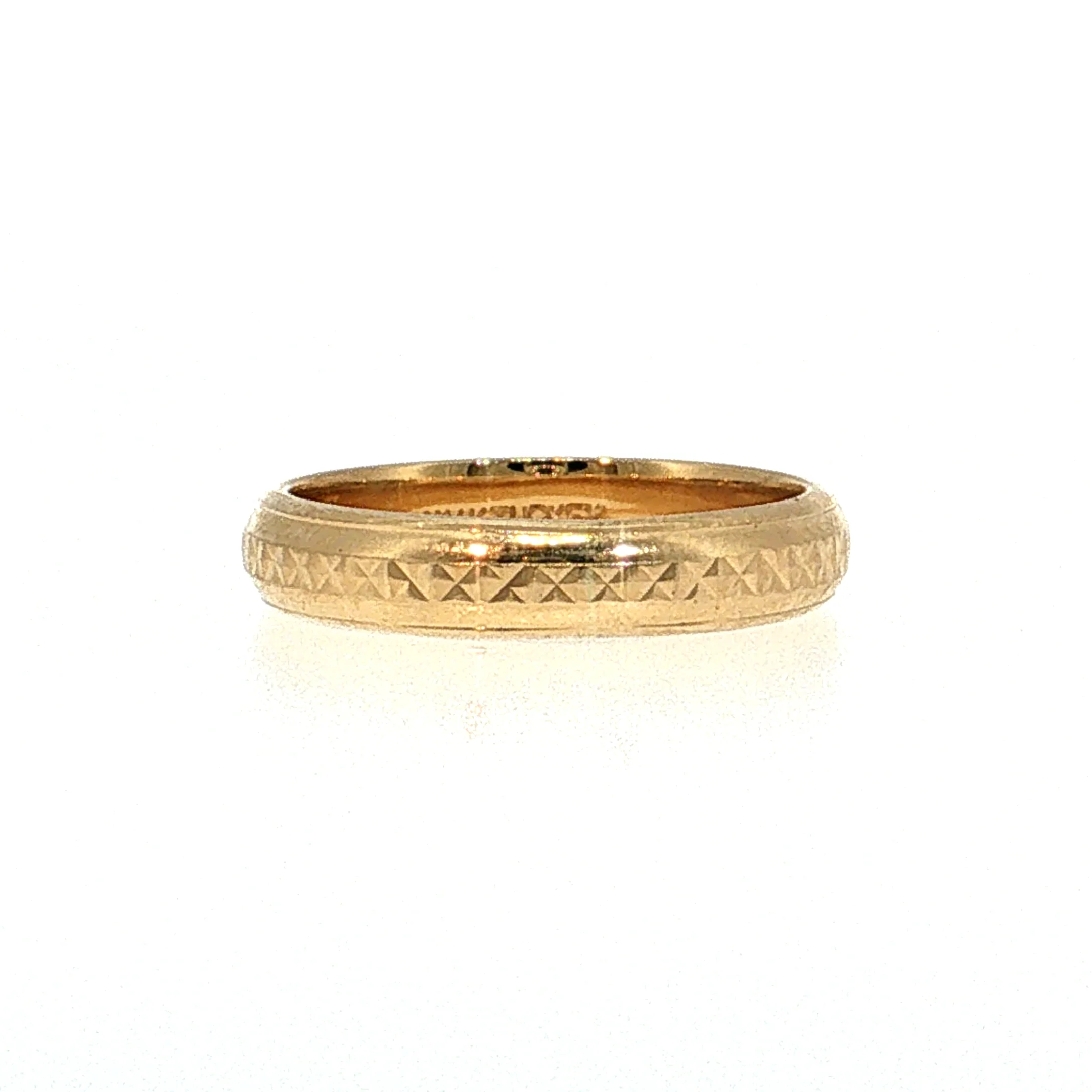 Engraved Men's Wedding Band 14k Yellow Gold