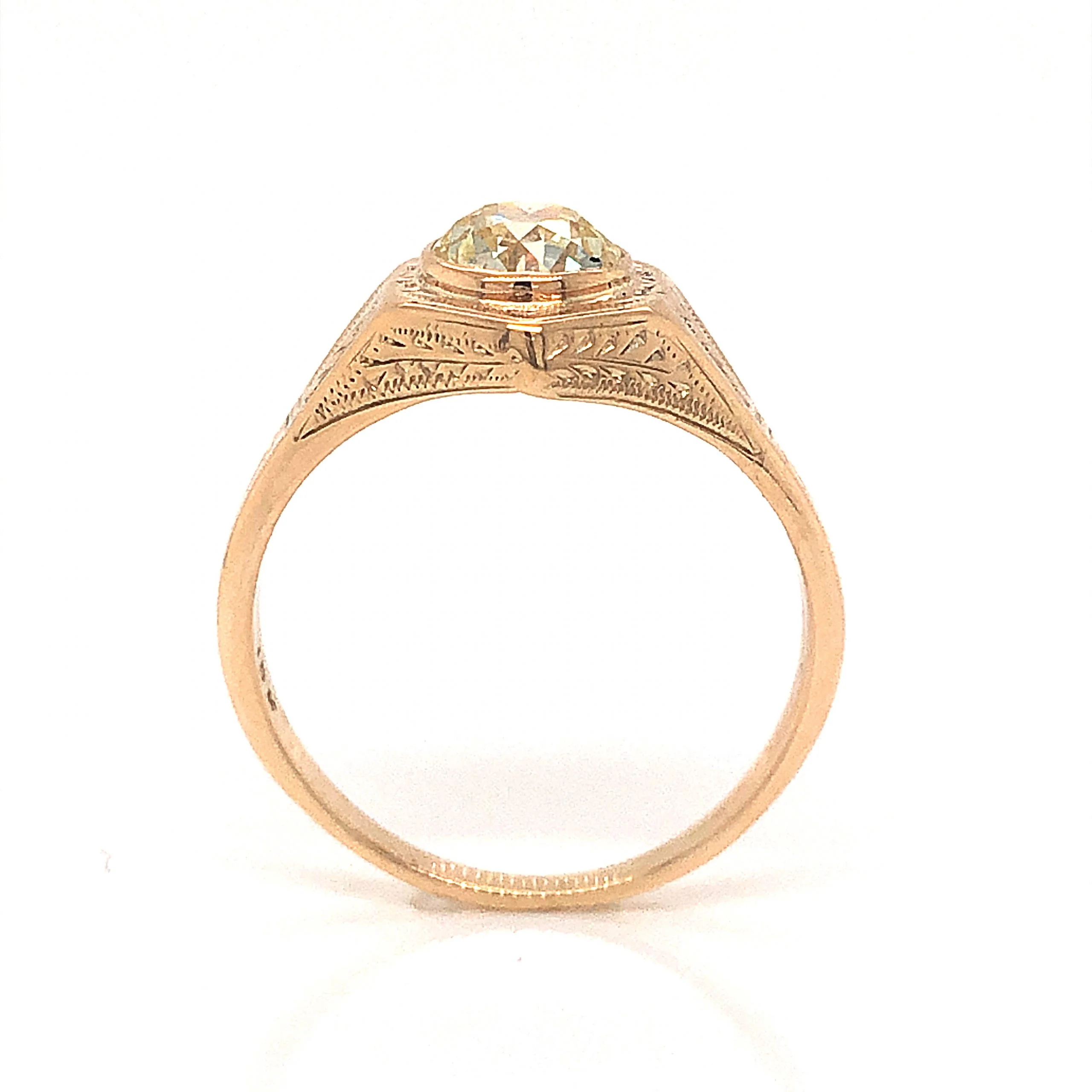 Engraved Victorian Diamond Engagement Ring in 10k Yellow Gold - Image 5