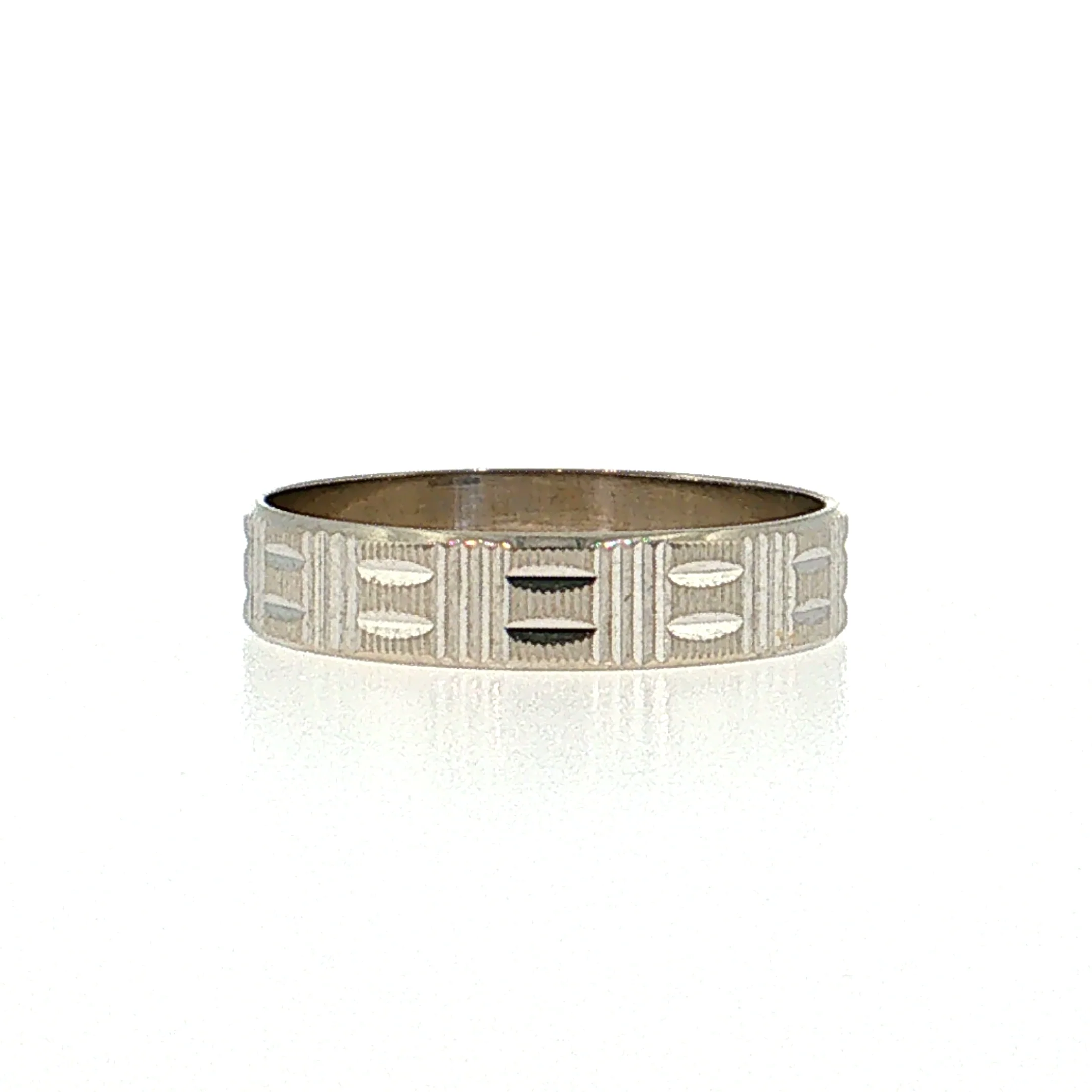 Engraved Wedding Band 14k White Gold