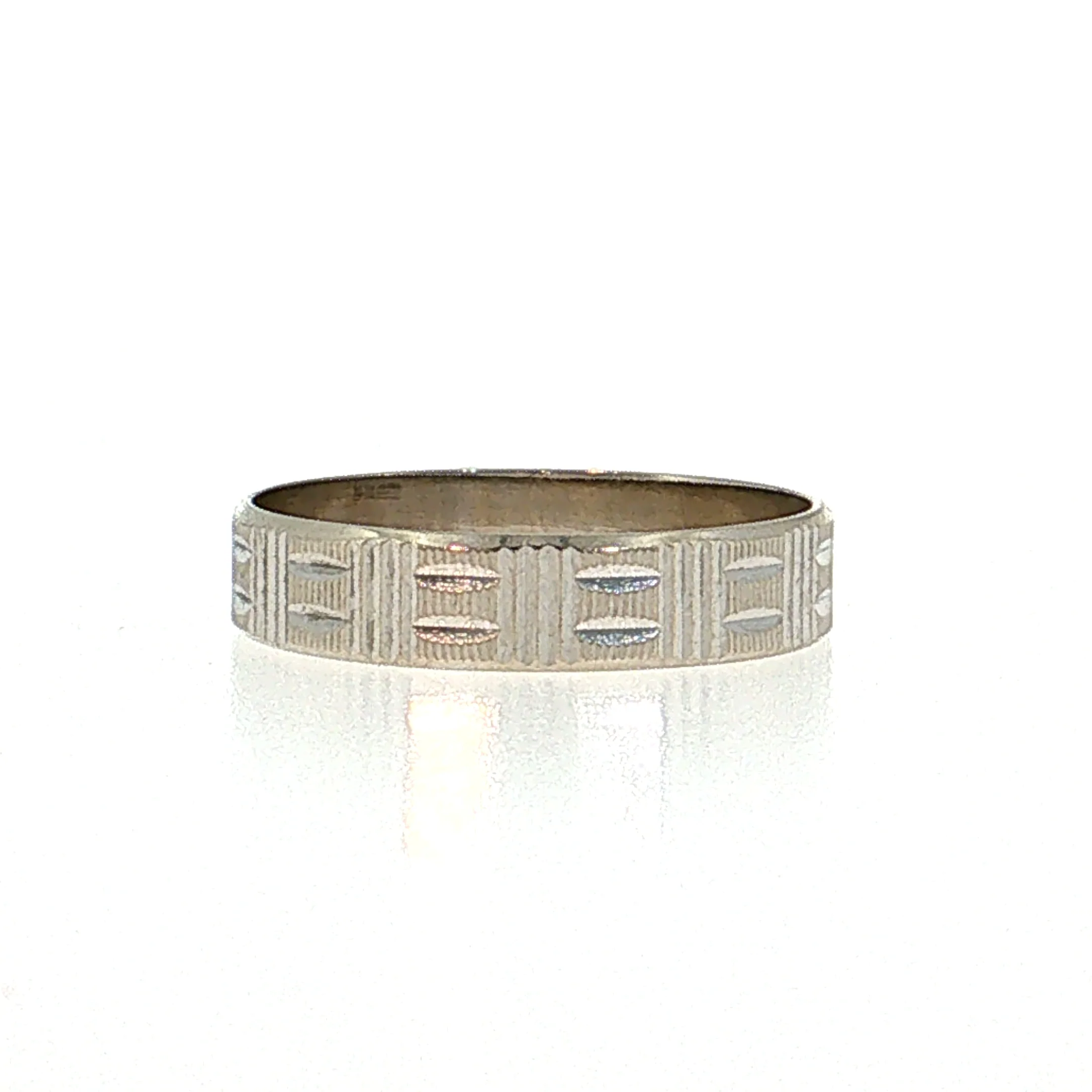 Engraved Wedding Band 14k White Gold - Image 2
