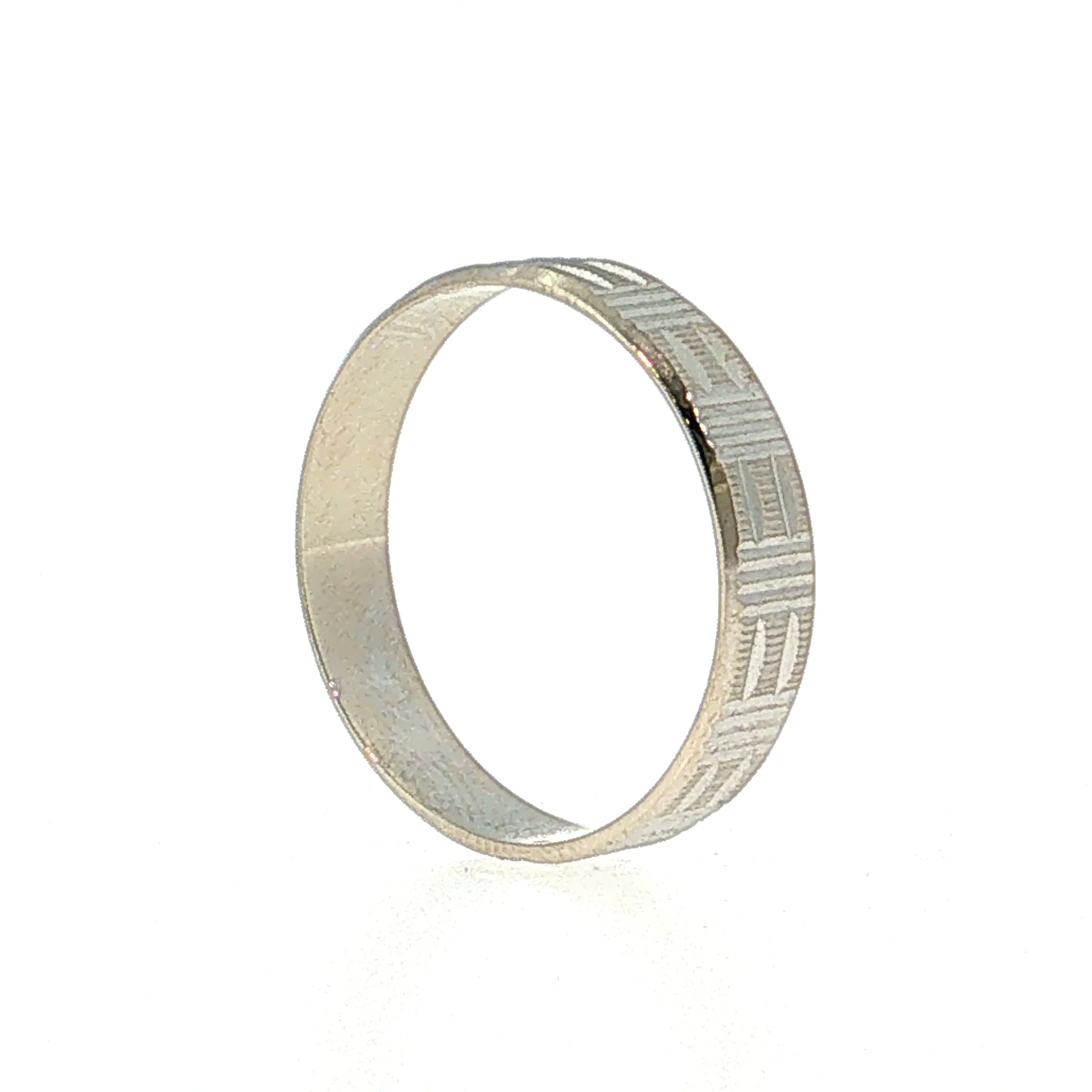 Engraved Wedding Band 14k White Gold - Image 5