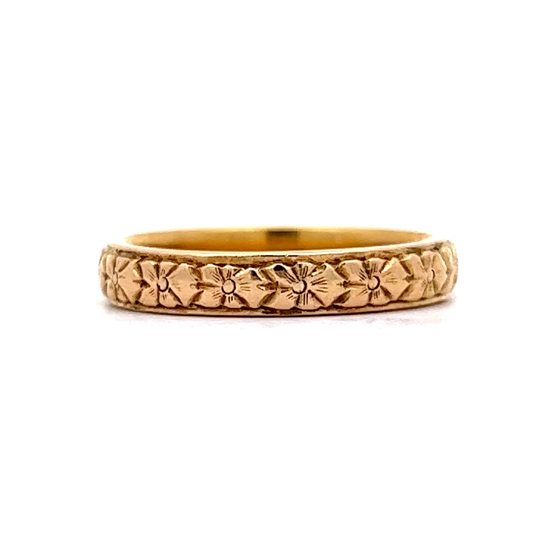 Vintage 1930s Orange Blossom Wedding Band in 18k Yellow Gold - Image 2