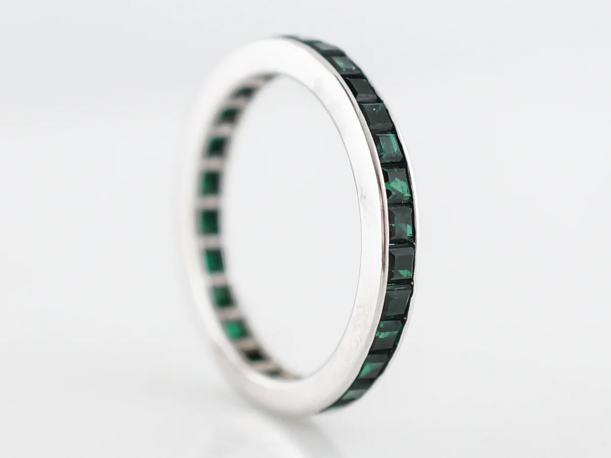 Eternity Band Modern 1.86 Square Cut Emeralds in 14k White Gold - Image 3