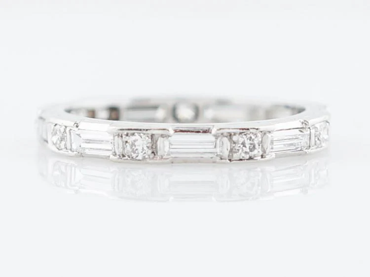Eternity Wedding Band Modern 1.53 Round Brilliant & Baguette Cut Diamonds in 18k White Gold