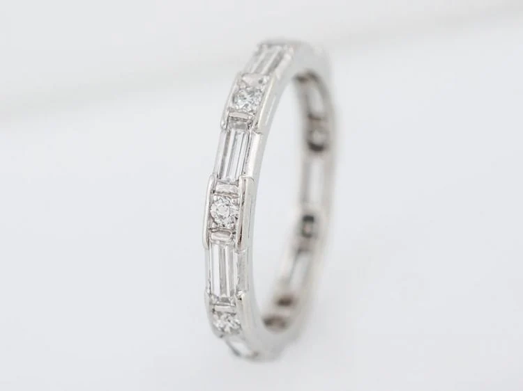 Eternity Wedding Band Modern 1.53 Round Brilliant & Baguette Cut Diamonds in 18k White Gold - Image 4