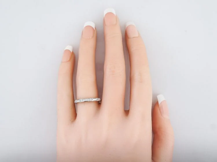 Eternity Wedding Band Modern 1.53 Round Brilliant & Baguette Cut Diamonds in 18k White Gold - Image 5