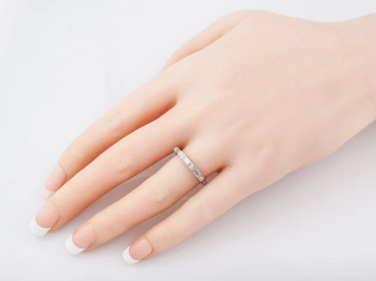 Eternity Wedding Band Modern 1.53 Round Brilliant & Baguette Cut Diamonds in 18k White Gold - Image 6