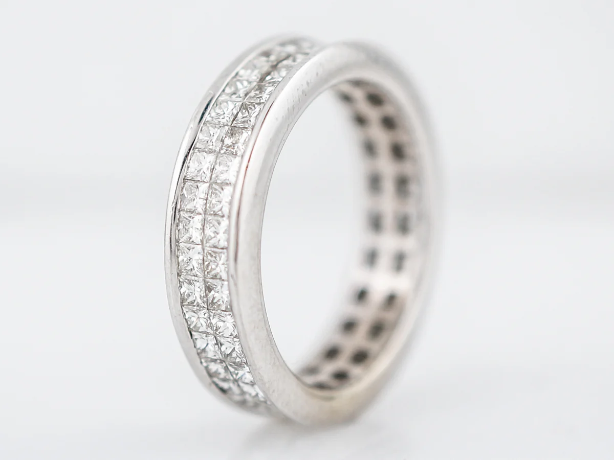 Eternity Wedding Band Modern 1.17 Princess Cut Diamonds in 18k White Gold - Image 2