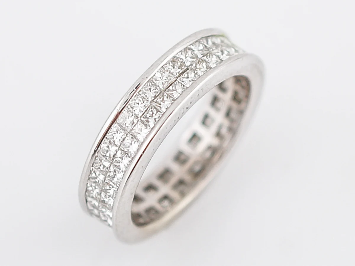 Eternity Wedding Band Modern 1.17 Princess Cut Diamonds in 18k White Gold - Image 3