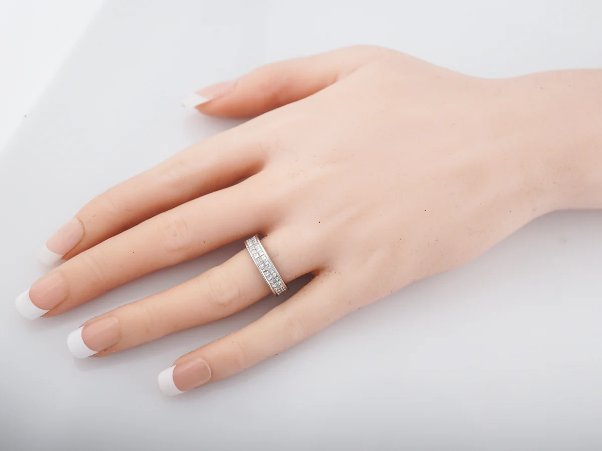 Eternity Wedding Band Modern 1.17 Princess Cut Diamonds in 18k White Gold - Image 5