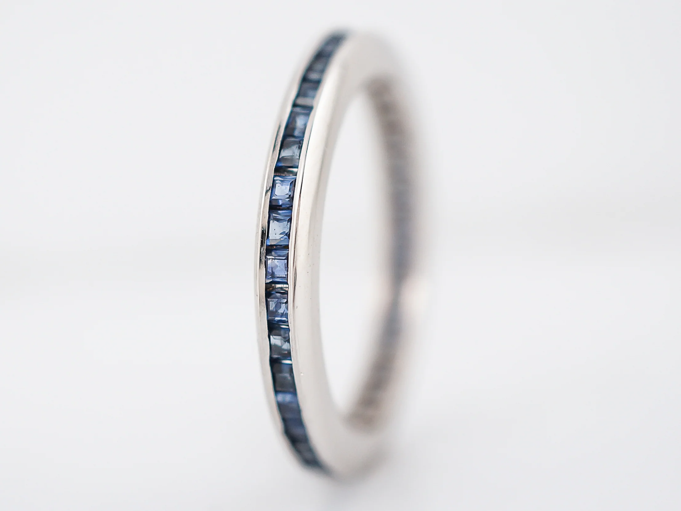 Eternity Wedding Band Modern 1.17 Square Cut Sapphire in 14k White Gold - Image 3