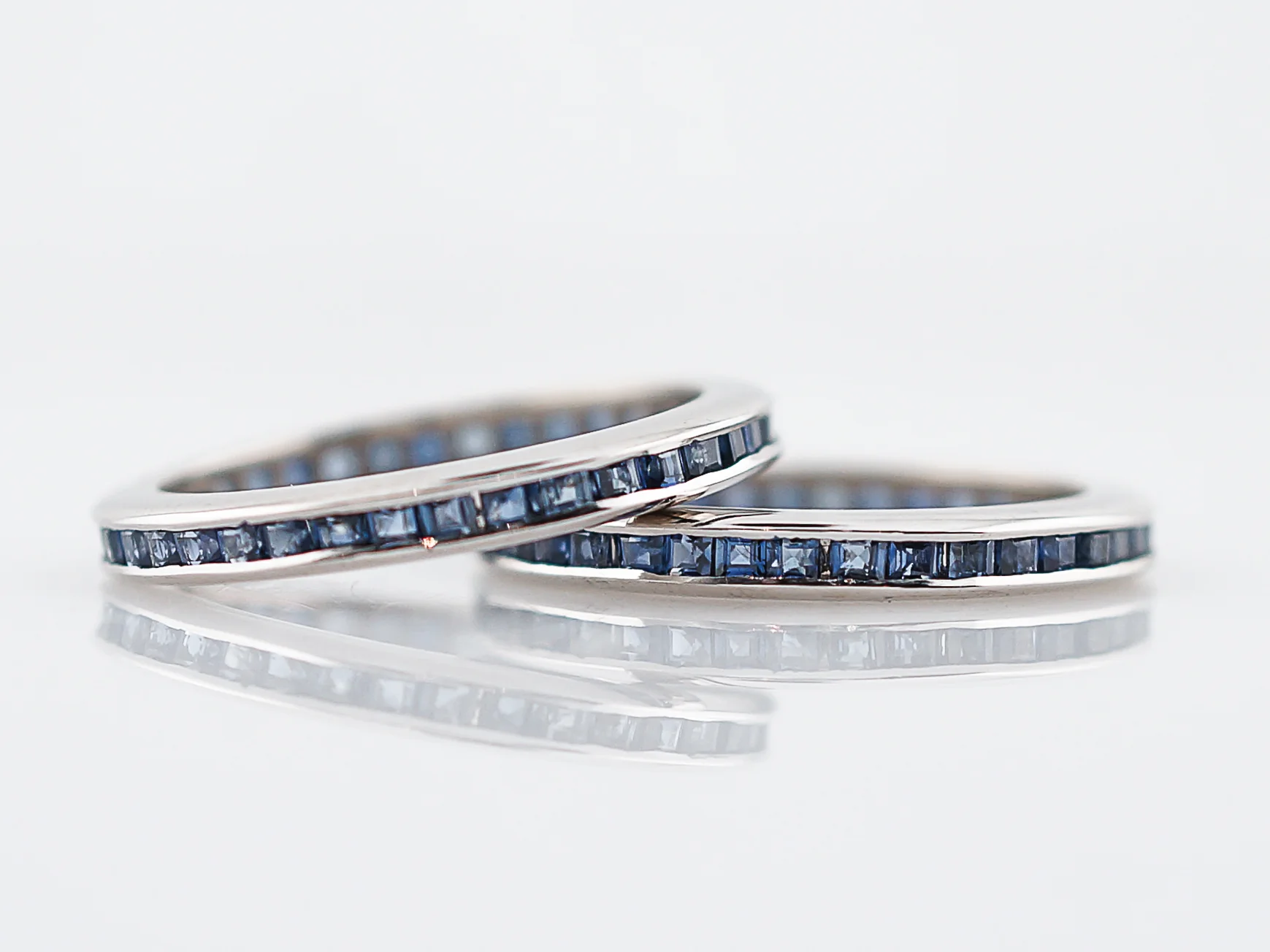 Eternity Wedding Band Modern 1.17 Square Cut Sapphire in 14k White Gold - Image 4