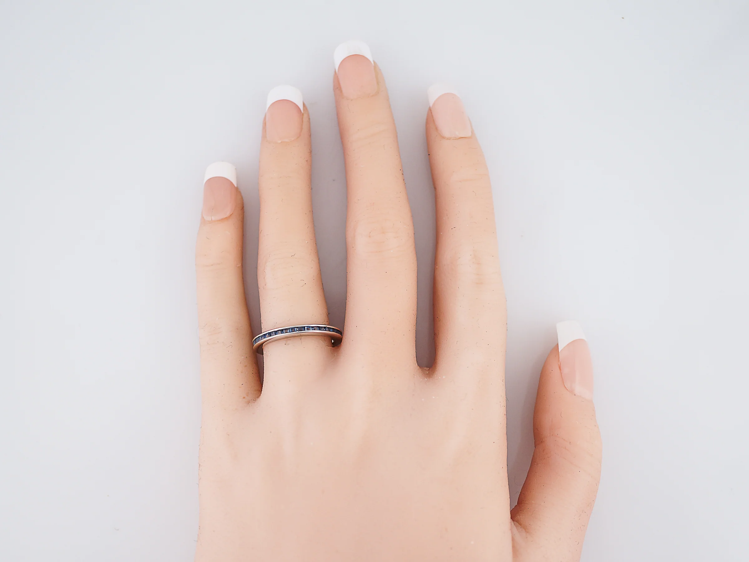 Eternity Wedding Band Modern 1.17 Square Cut Sapphire in 14k White Gold - Image 6