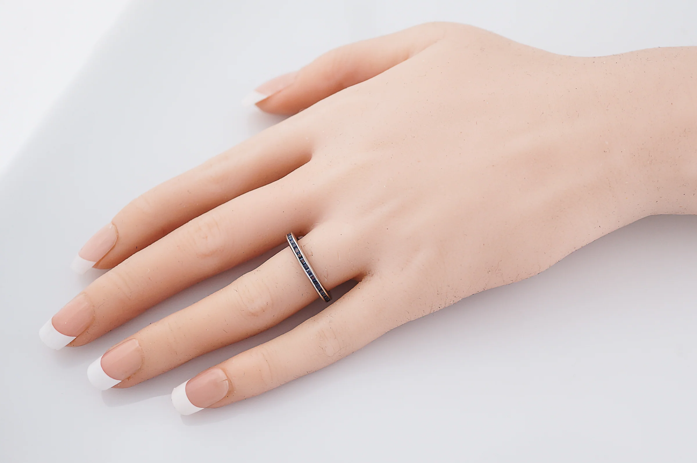 Eternity Wedding Band Modern 1.17 Square Cut Sapphire in 14k White Gold - Image 7
