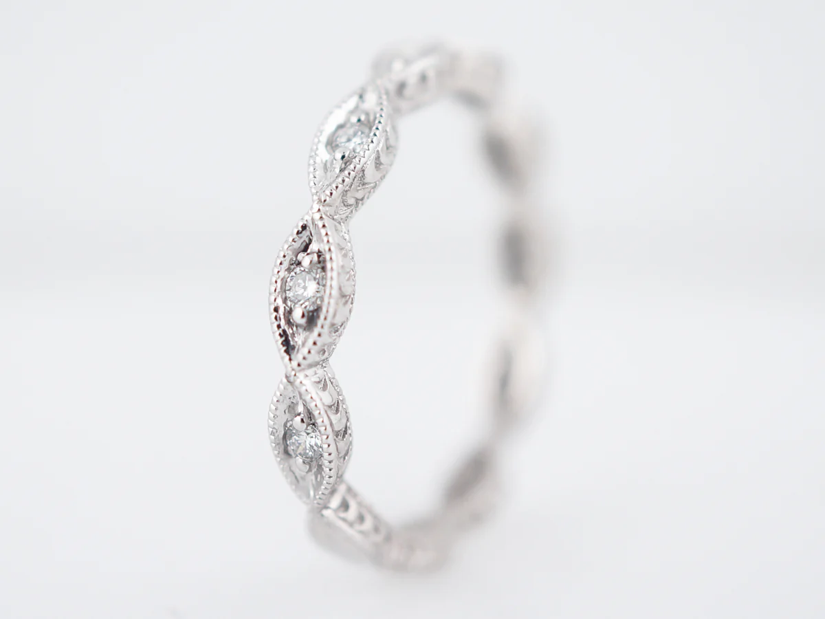 Eternity Wedding Band Modern .12 Round Brilliant Cut Diamonds in 14K White Gold - Image 3