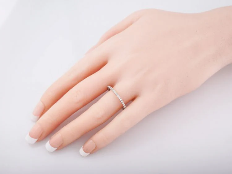 Eternity Wedding Band Modern .42 Round Brilliant Cut Diamonds in 18k White Gold - Image 5