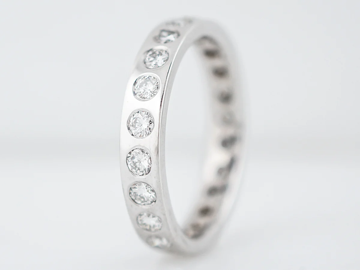 Eternity Wedding Band Modern .88 Round Brilliant Cut Diamonds in 18k White Gold - Image 2