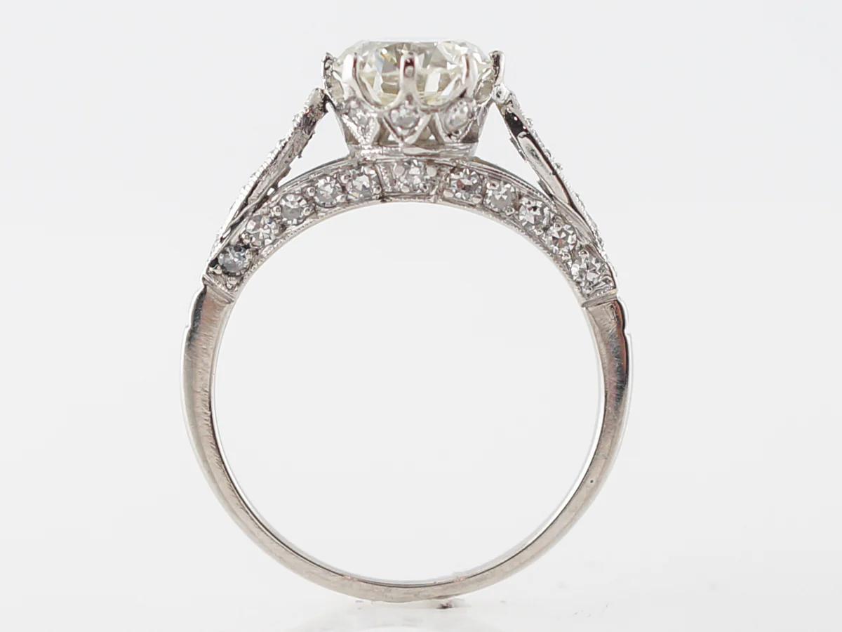 European Cut Diamond Ring w/ Crown Basket in 14k - Image 4