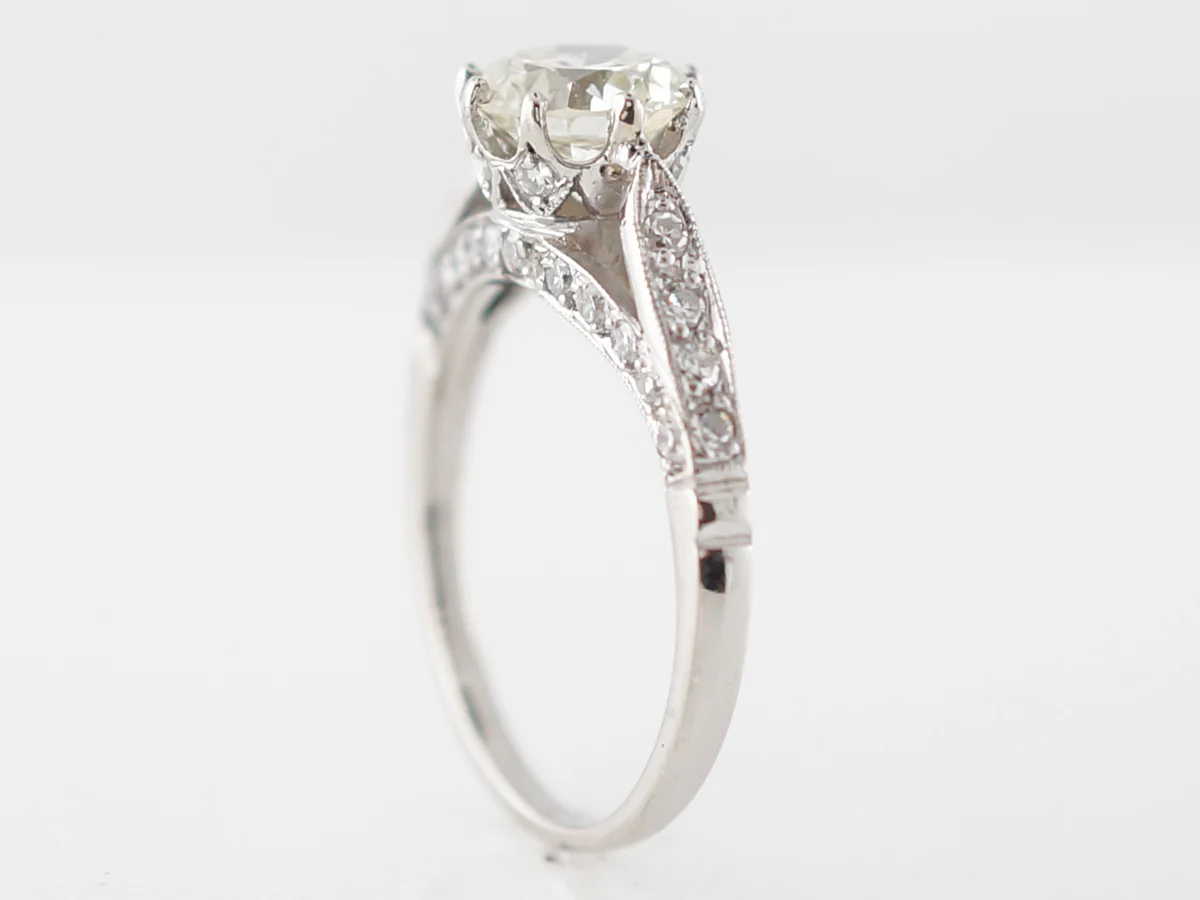 European Cut Diamond Ring w/ Crown Basket in 14k - Image 5