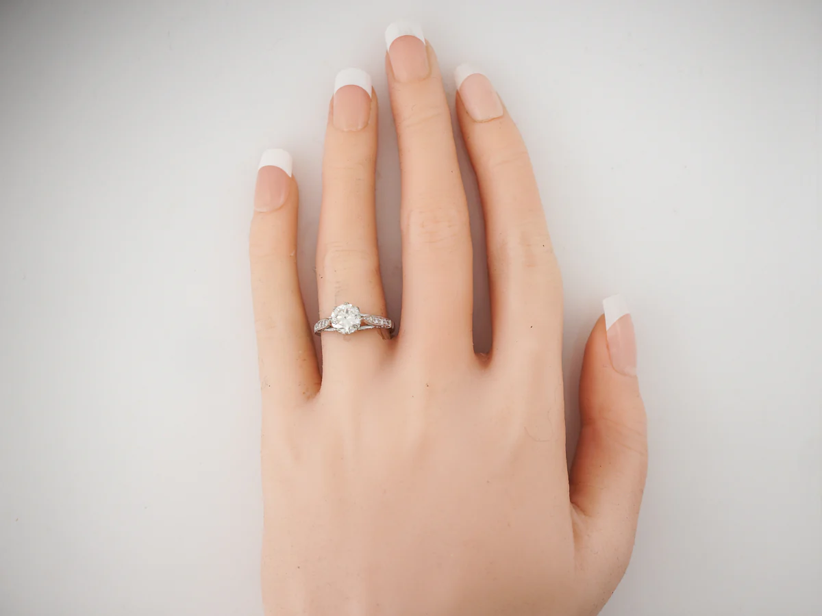 European Cut Diamond Ring w/ Crown Basket in 14k - Image 6