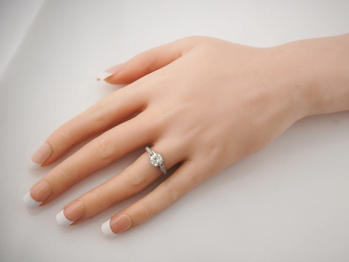 European Cut Diamond Ring w/ Crown Basket in 14k - Image 7