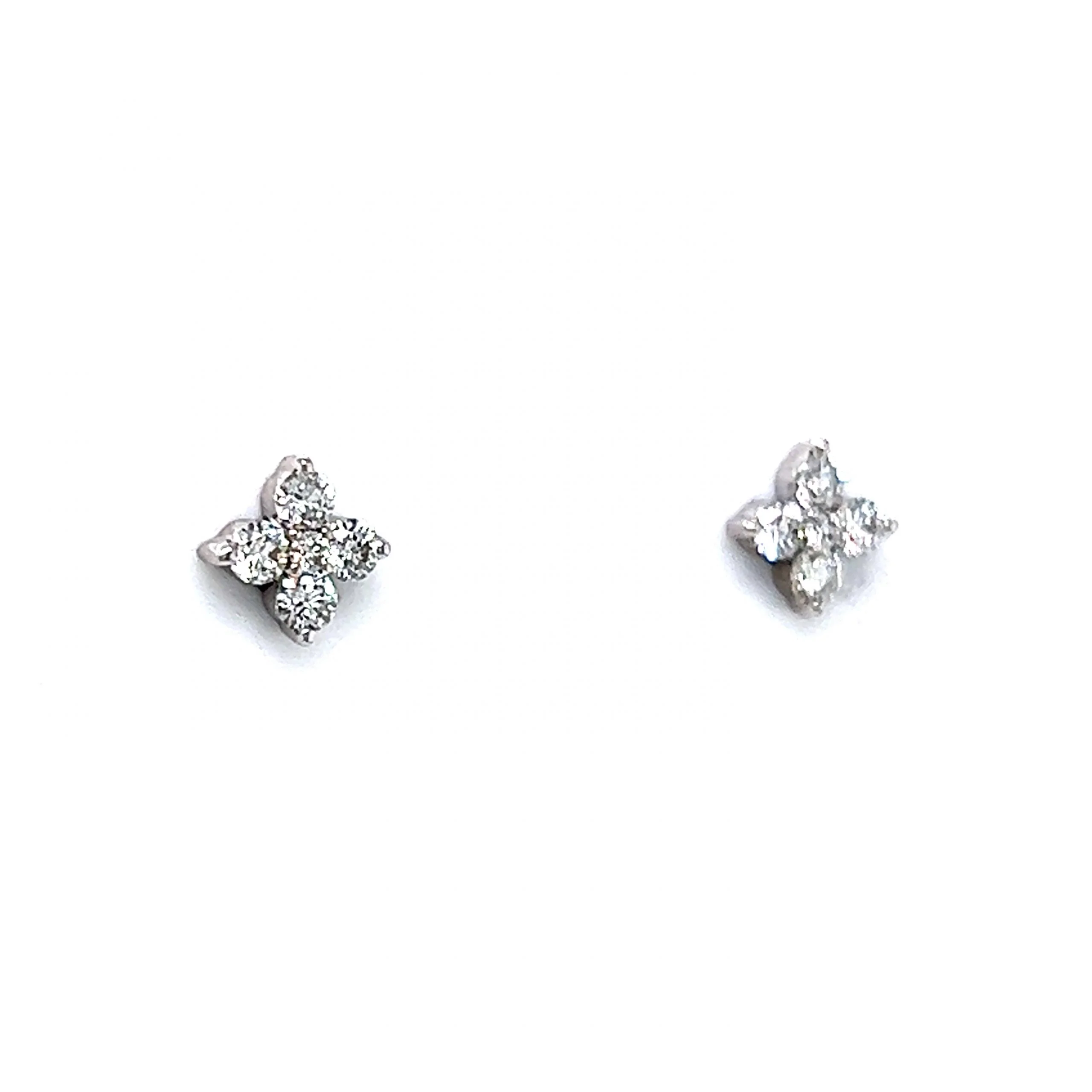 Everyday Diamond Cluster Stud Earrings in 14k White Gold - Image 3