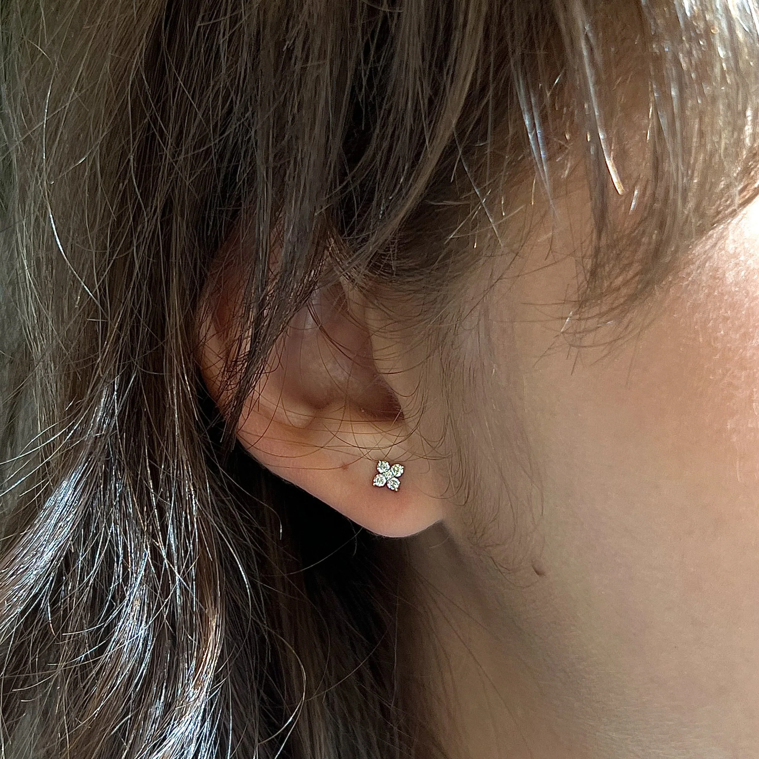 Everyday Diamond Cluster Stud Earrings in 14k White Gold - Image 4