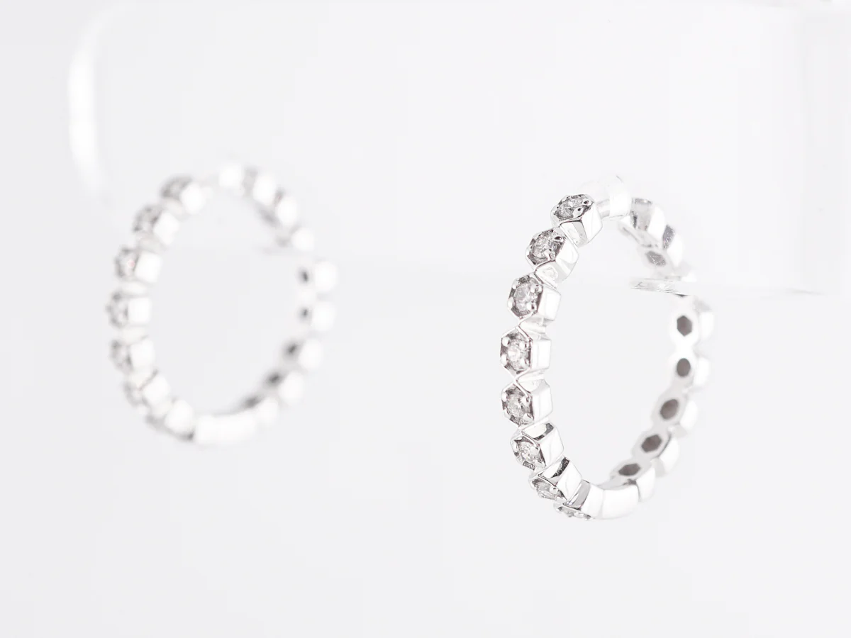 Everyday Diamond Hoop Earrings in 14k White Gold - Image 2