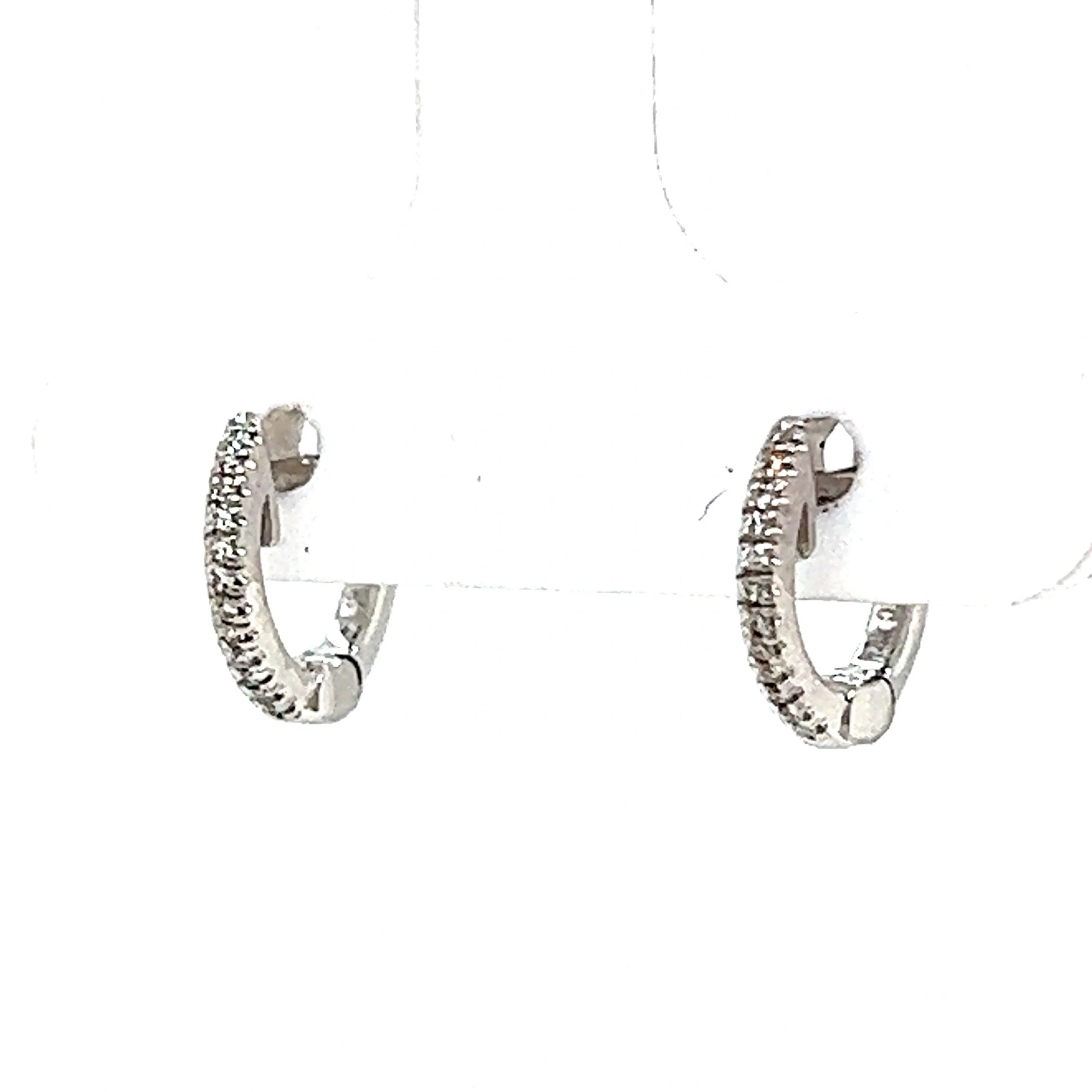 Everyday Diamond Huggie Hoop Earrings in 14k White Gold - Image 2