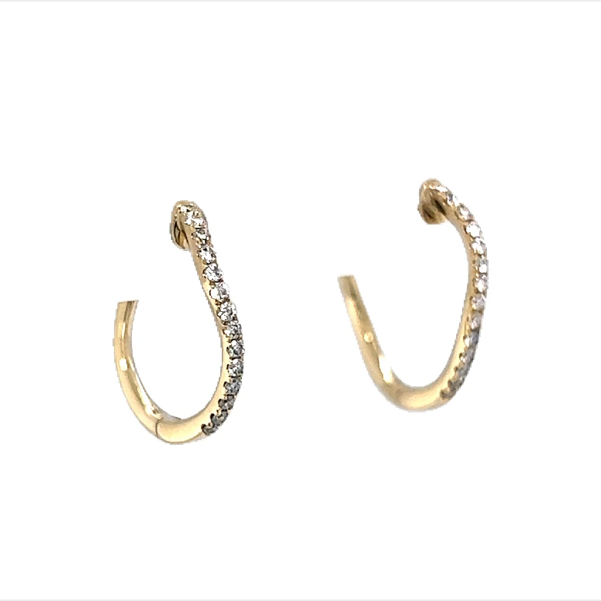 Everyday Diamond Wave Hoop Earrings in 14k Yellow Gold - Image 3