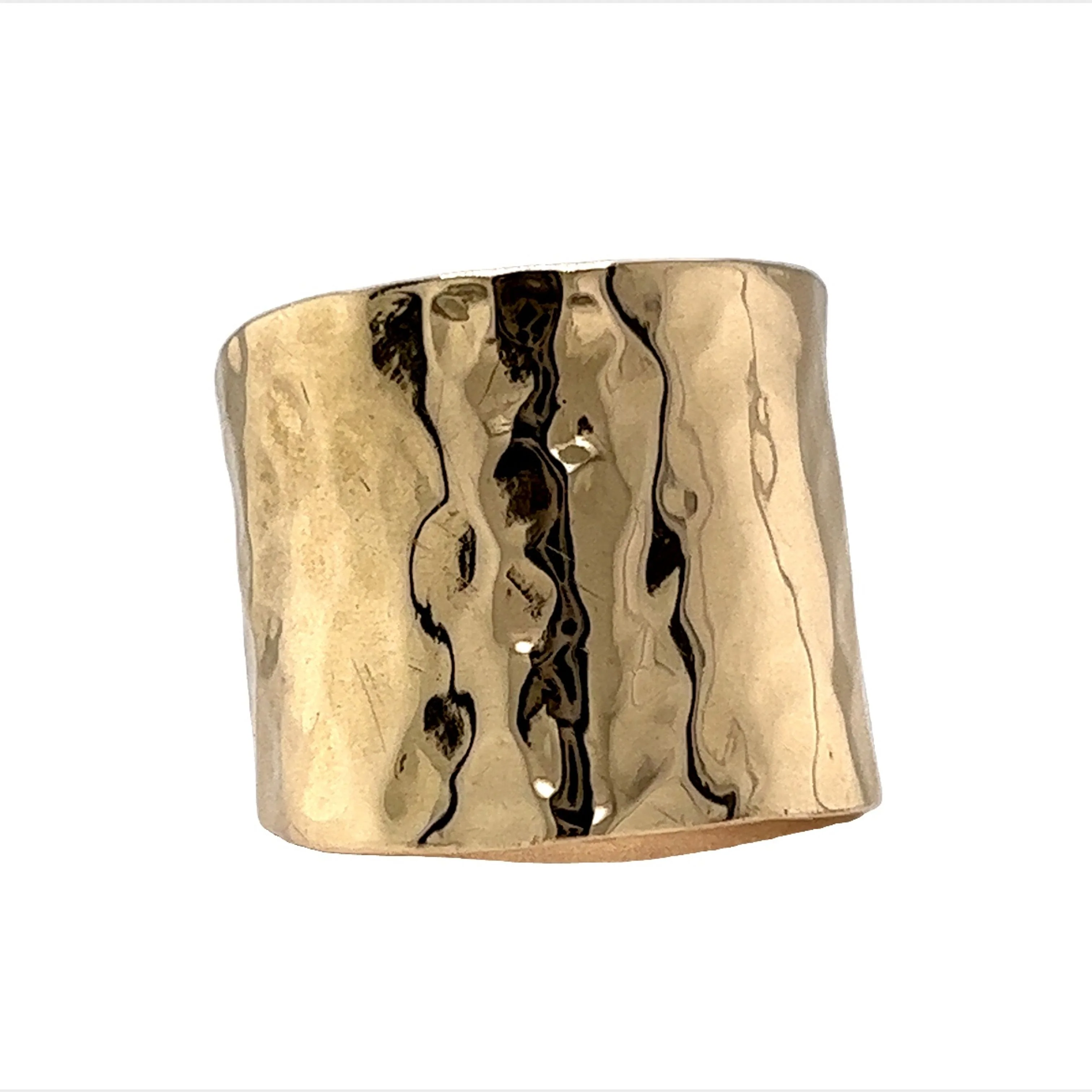 Extra Wide Hammered Ring in 14k Yellow Gold - Image 3
