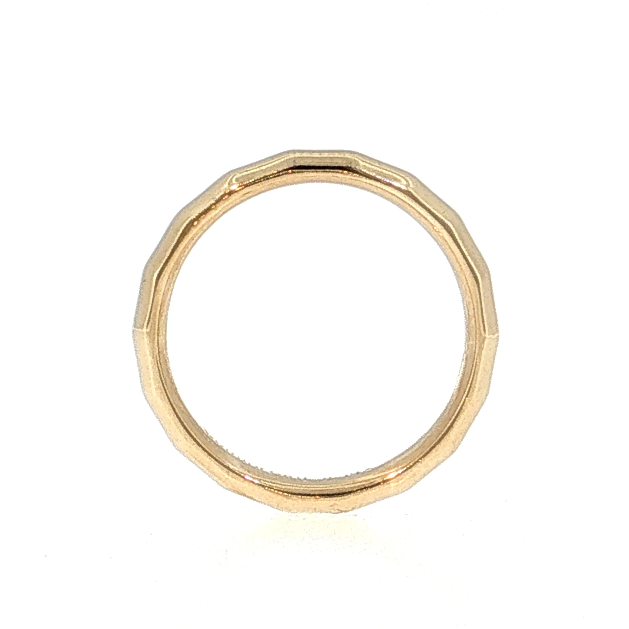 Faceted Comfort Fit Wedding Band 14k Yellow Gold - Image 4