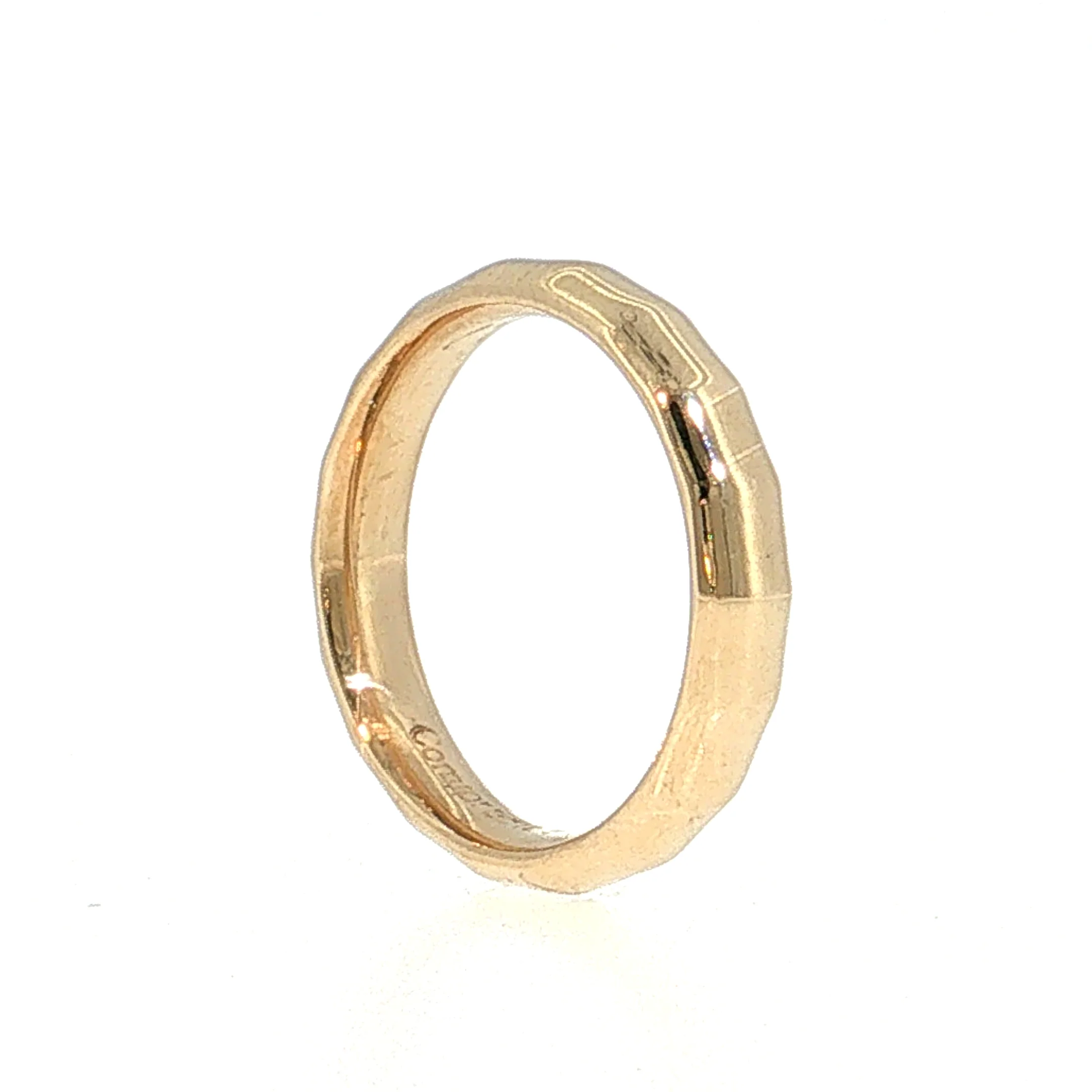 Faceted Comfort Fit Wedding Band 14k Yellow Gold - Image 5