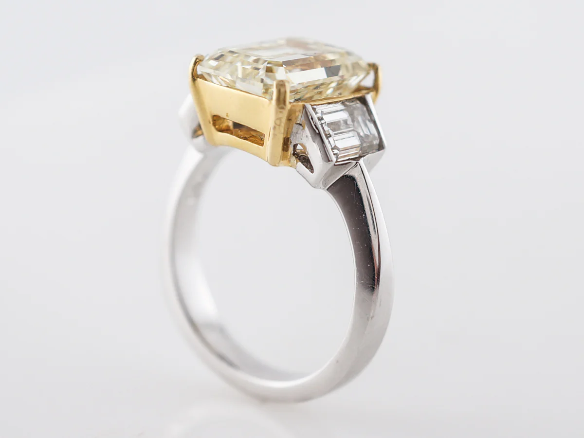 **RTV 9/4/19**Fancy Yellow Emerald Cut Diamond Engagement Ring 5 Carats - Image 4