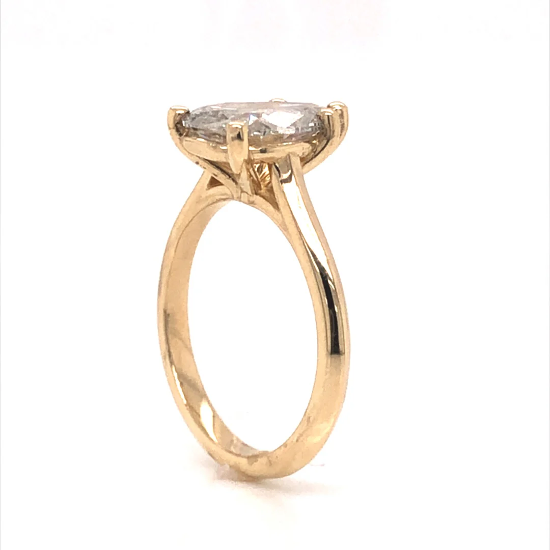 Five Prong Pear Diamond Engagement Ring in 14k Yellow Gold - Image 5