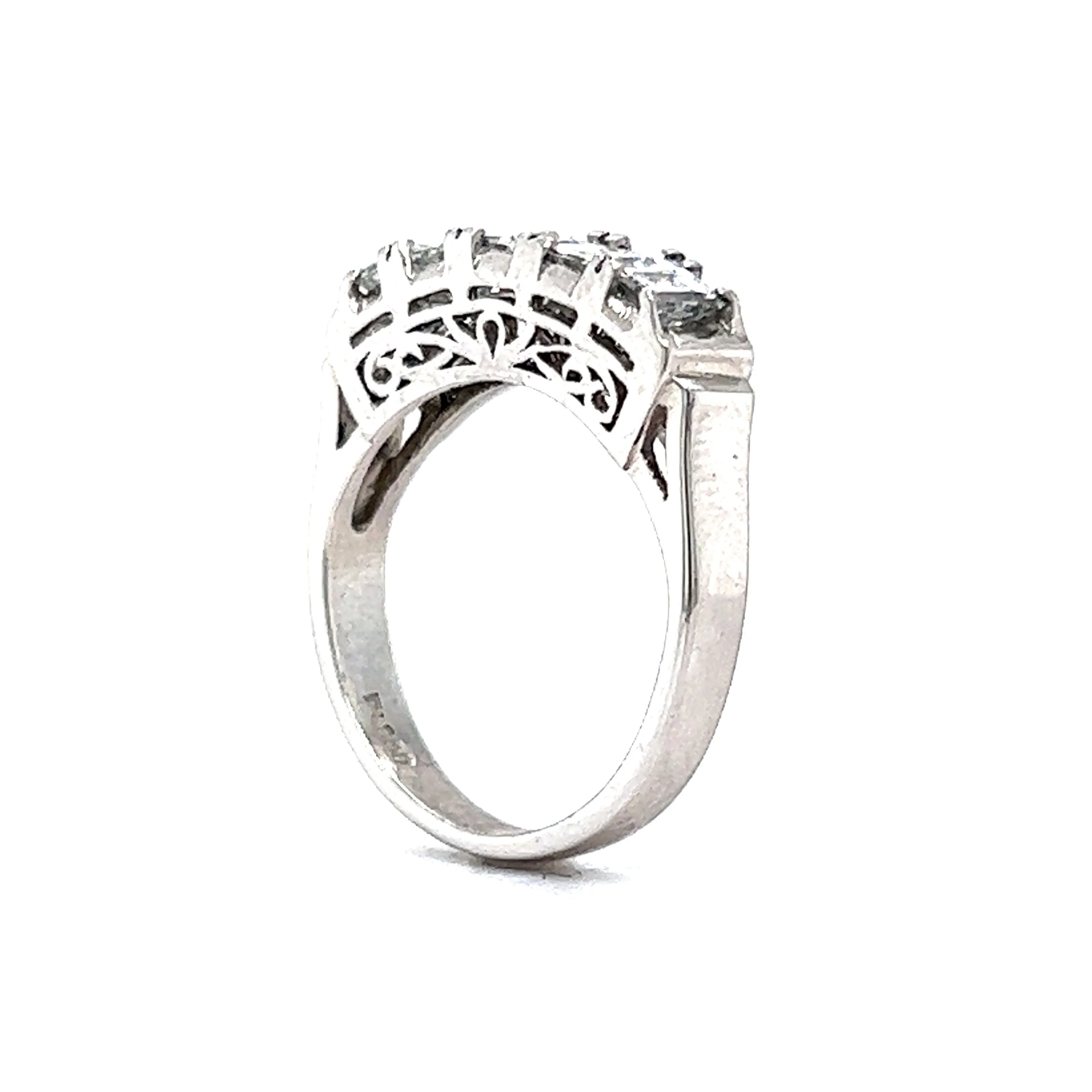 Five Stone Emerald Cut Diamond Wedding Band in Platinum - Image 5