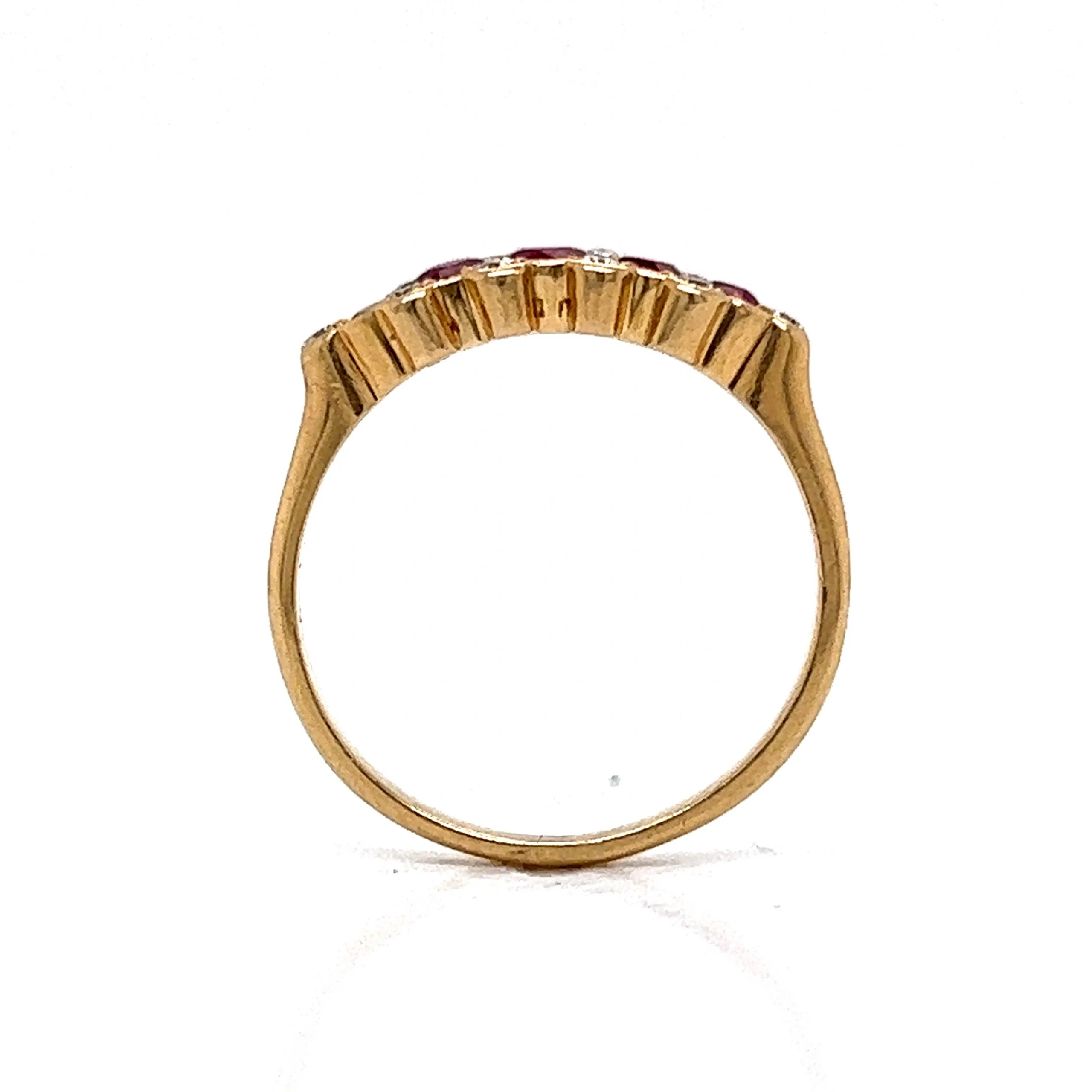 Five Stone Ruby & Diamond Stacking Ring in 14k Gold - Image 4