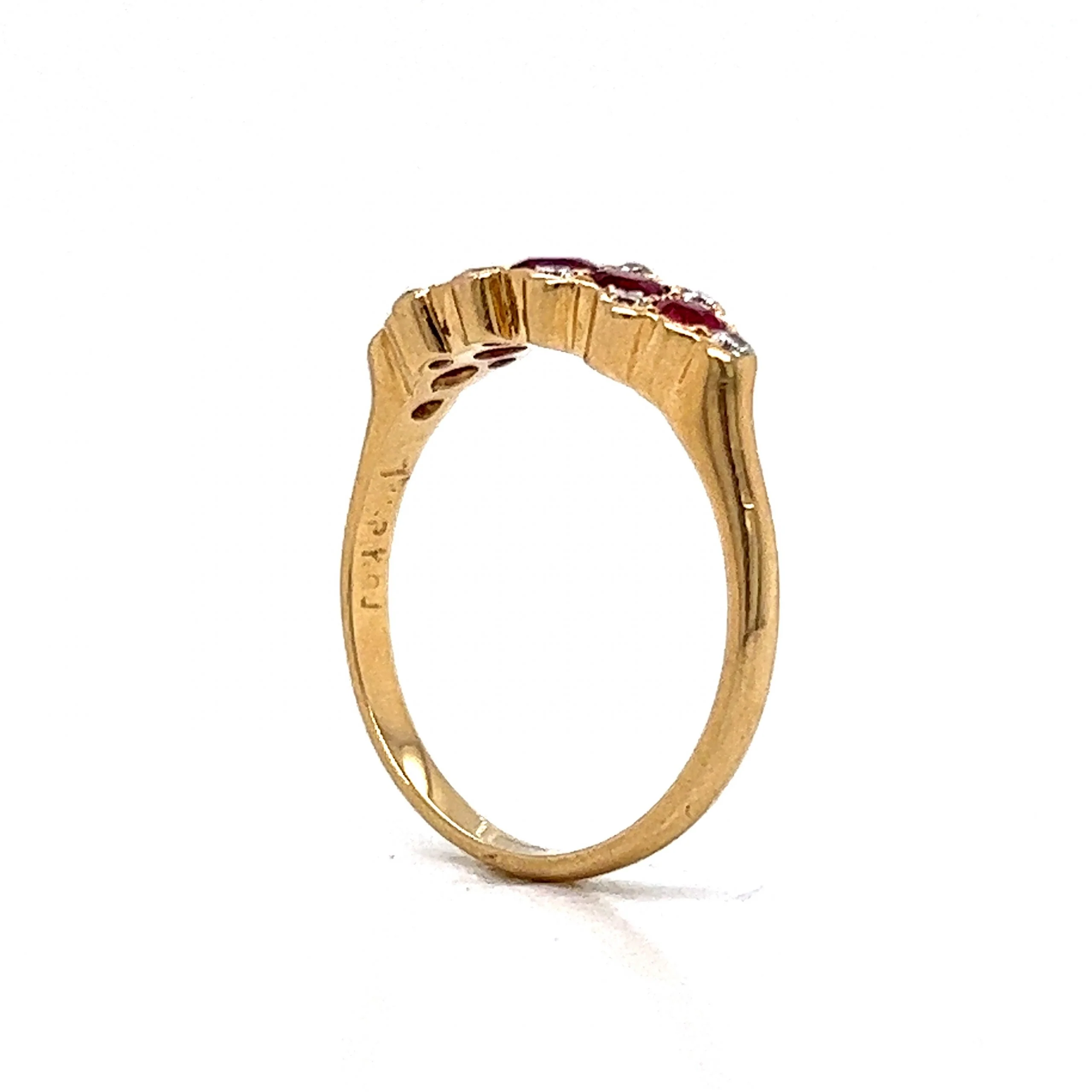 Five Stone Ruby & Diamond Stacking Ring in 14k Gold - Image 5