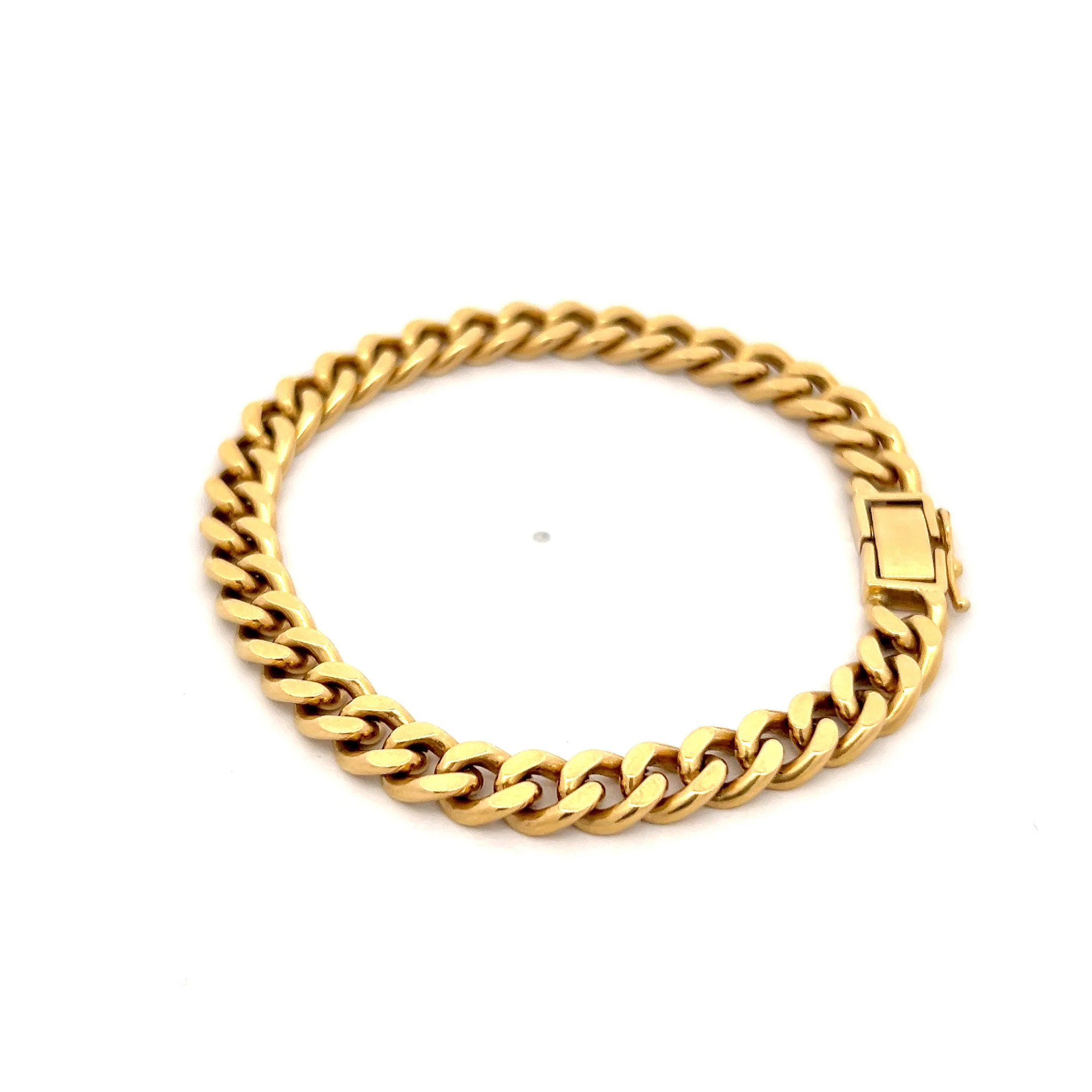 Flattened Curb Link Chain Bracelet 14k Yellow Gold - Image 2