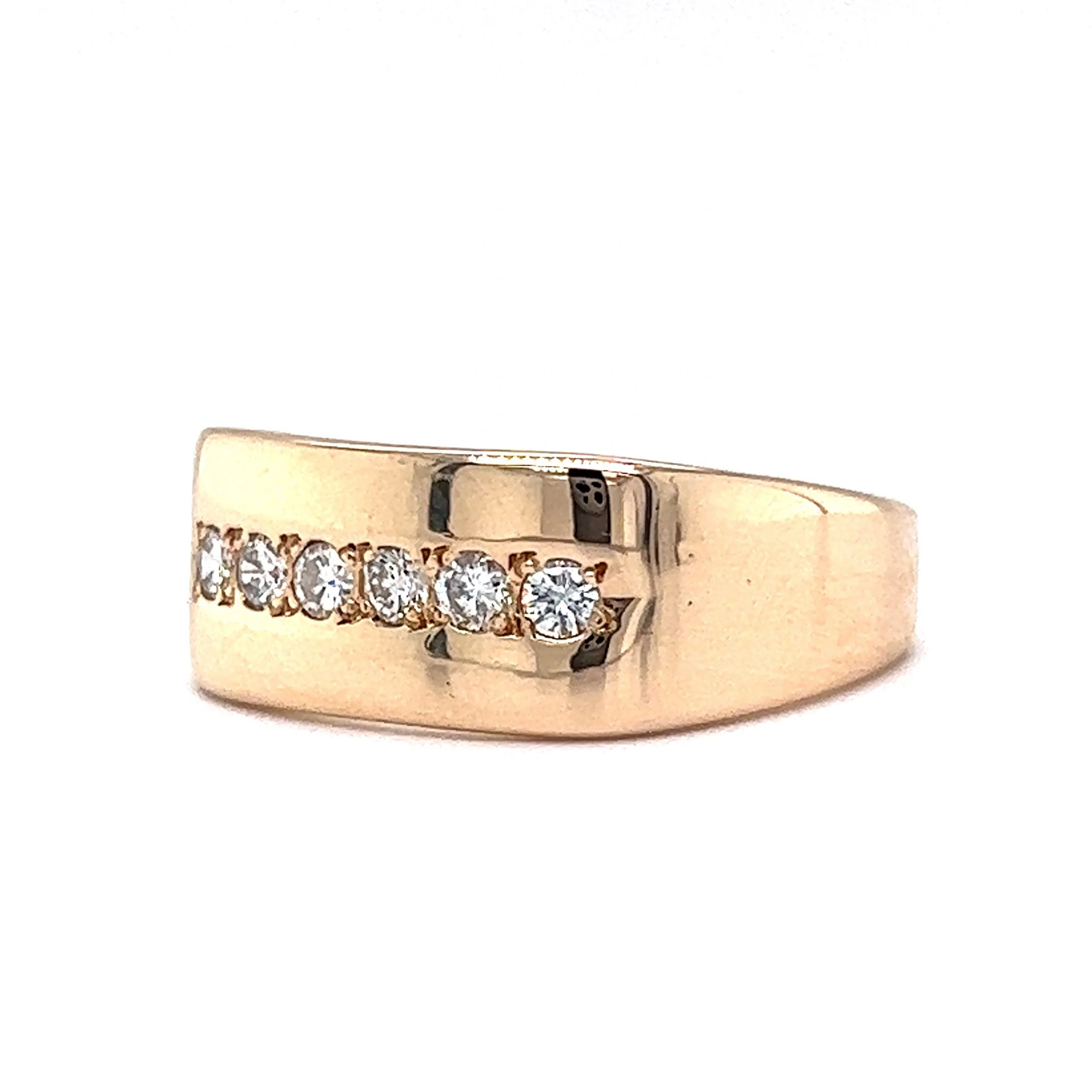 Flush Set Diamond Line Stacking Ring in 14k Yellow Gold - Image 2