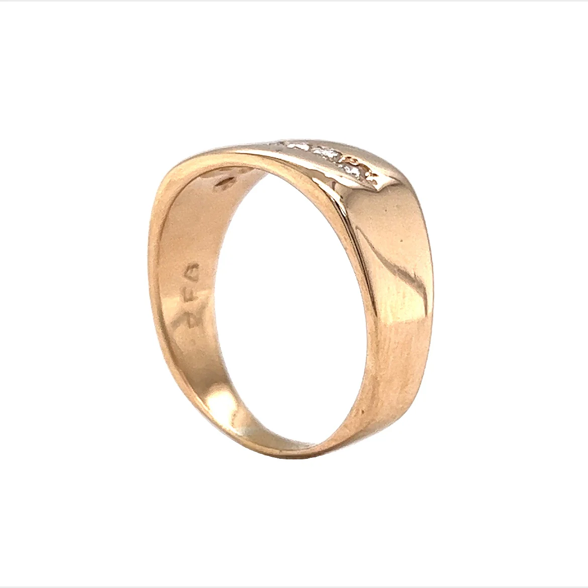 Flush Set Diamond Line Stacking Ring in 14k Yellow Gold - Image 5