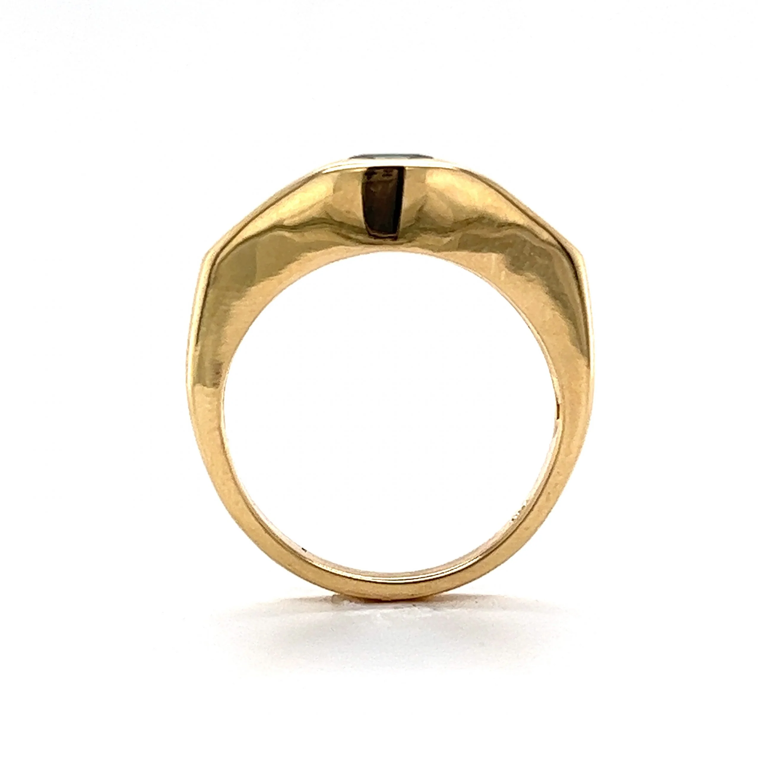 Flush Set Emerald & Sapphire Cocktail Ring 14k Yellow Gold - Image 4