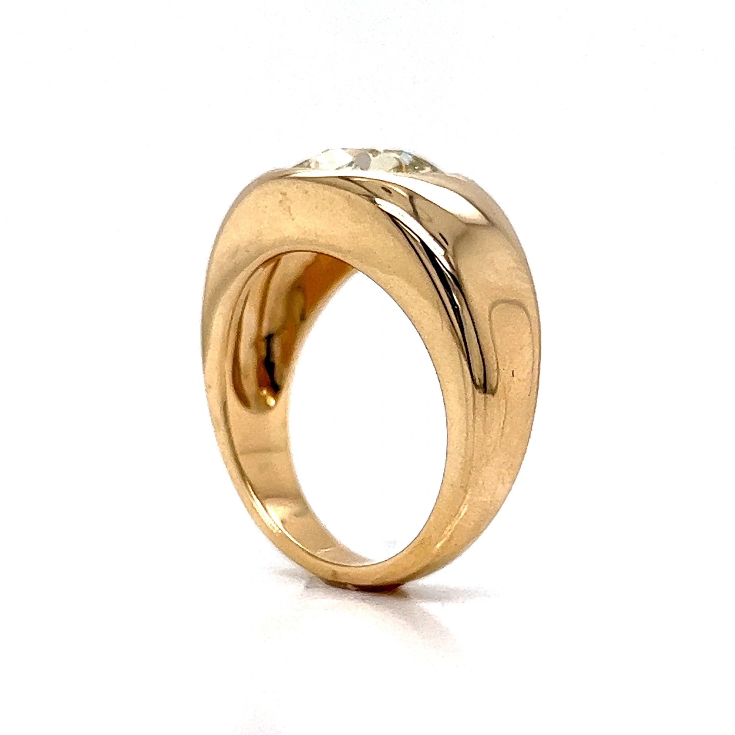 Flush Set Old Mine Cushion Cut Diamond Ring in 14k Yellow Gold - Image 4