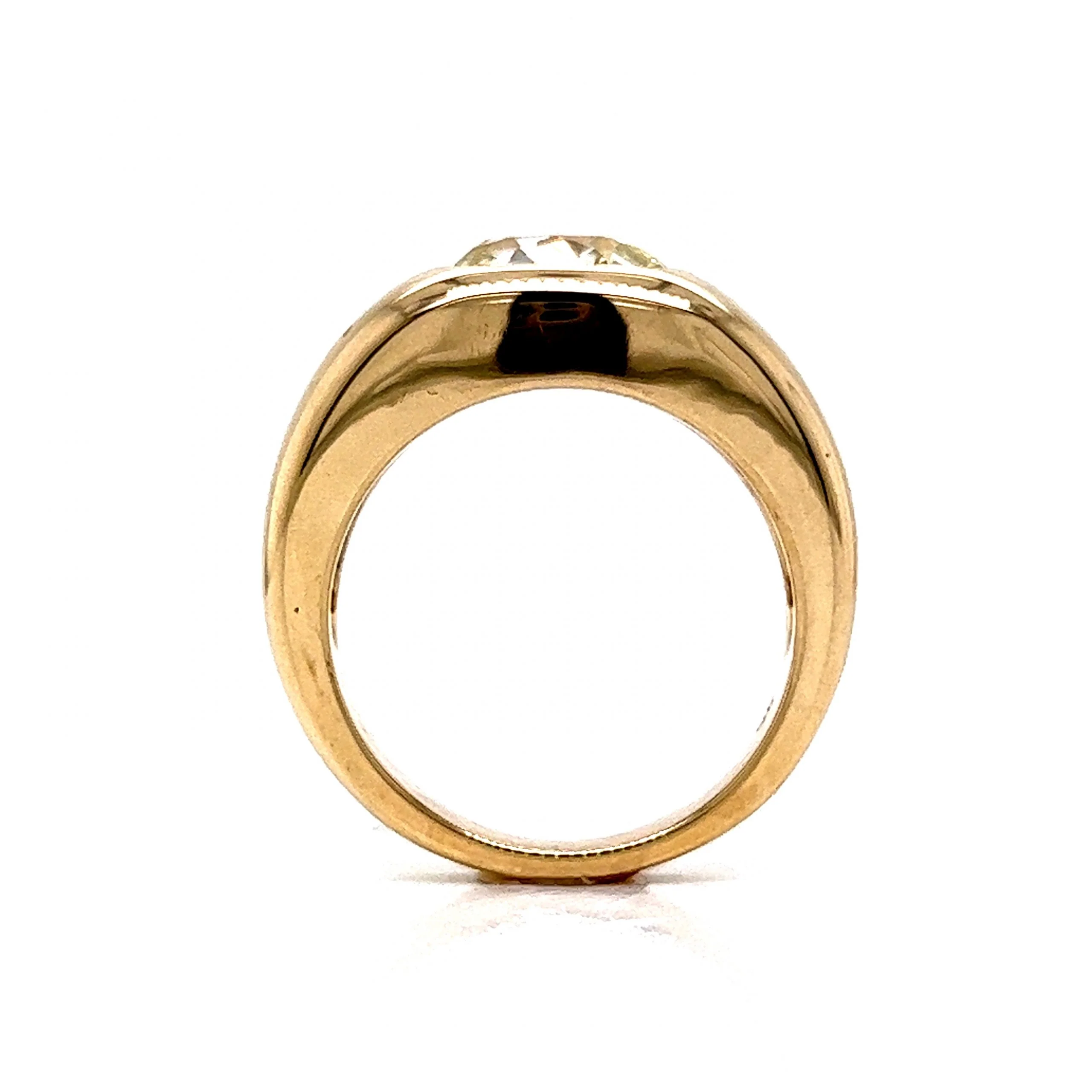 Flush Set Old Mine Cushion Cut Diamond Ring in 14k Yellow Gold - Image 5