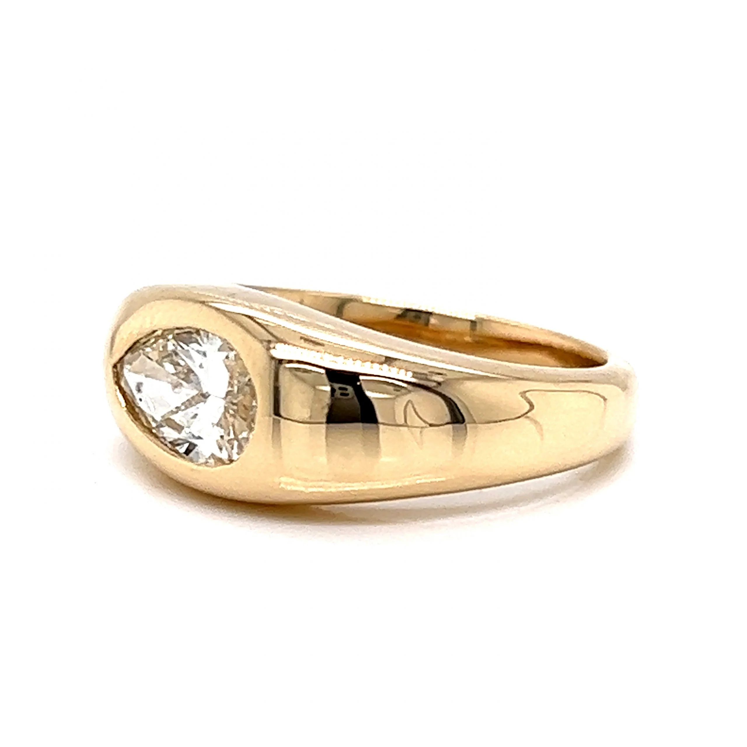Flush Set 1.21 Pear Cut Diamond Engagement Ring in 14k Yellow Gold - Image 2