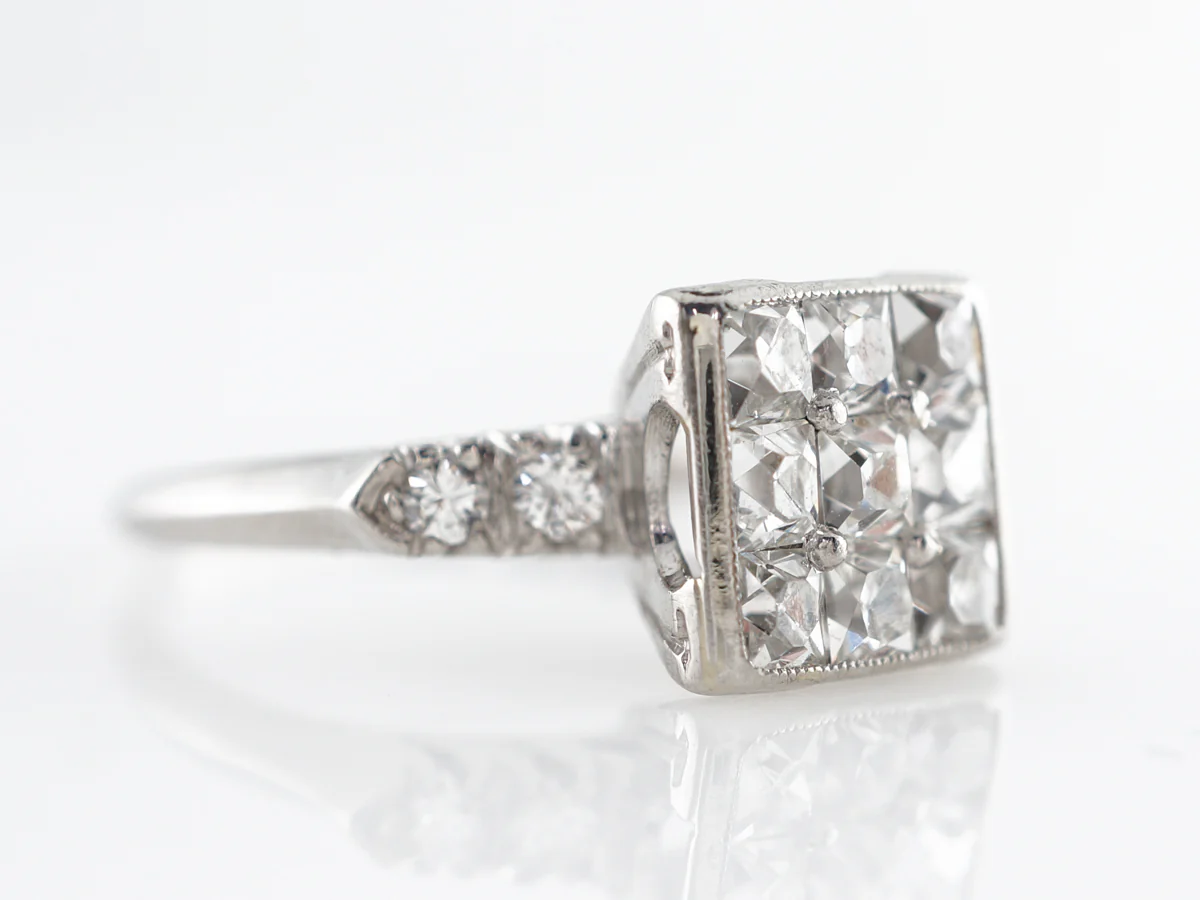 French Cut Diamond Cluster Ring in Platinum - Image 3