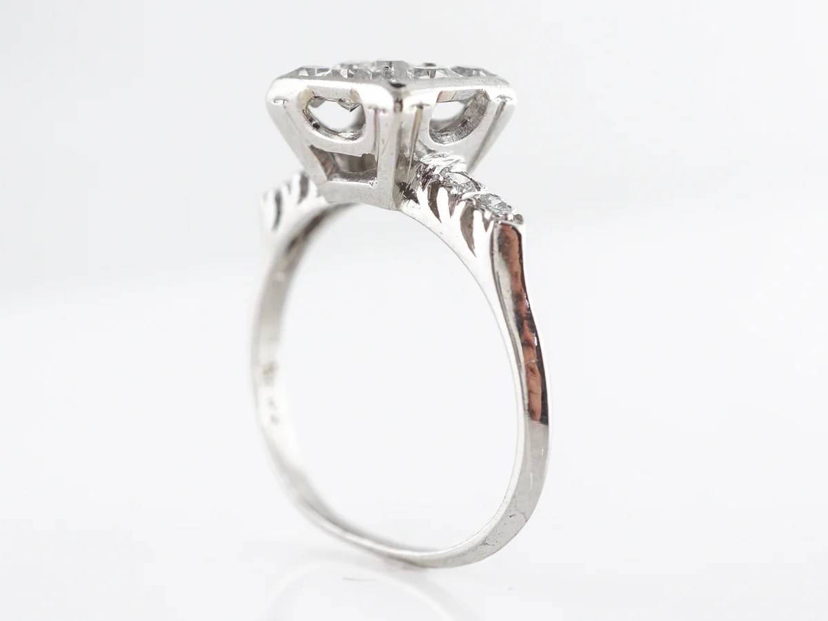 French Cut Diamond Cluster Ring in Platinum - Image 4
