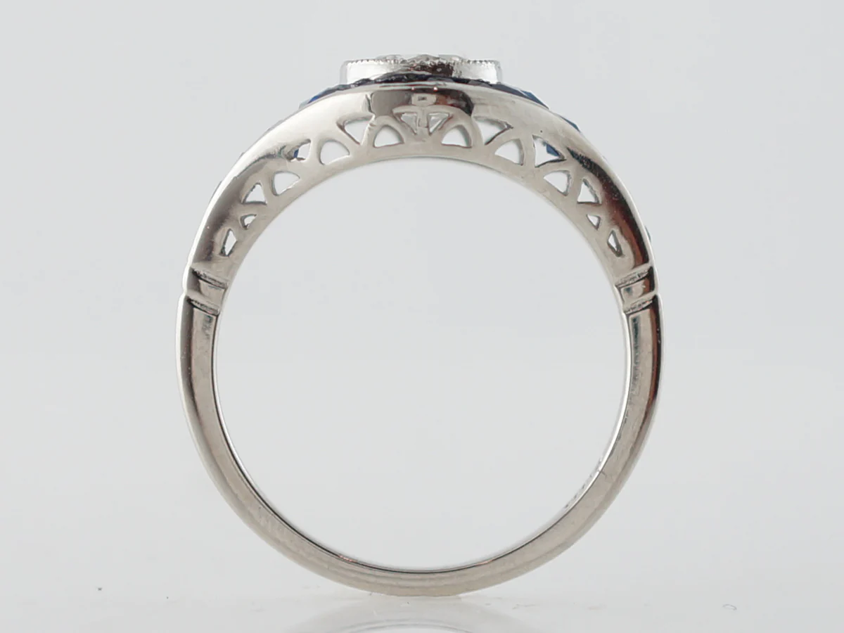French Cut Sapphire & Diamond Engagement Ring - Image 4