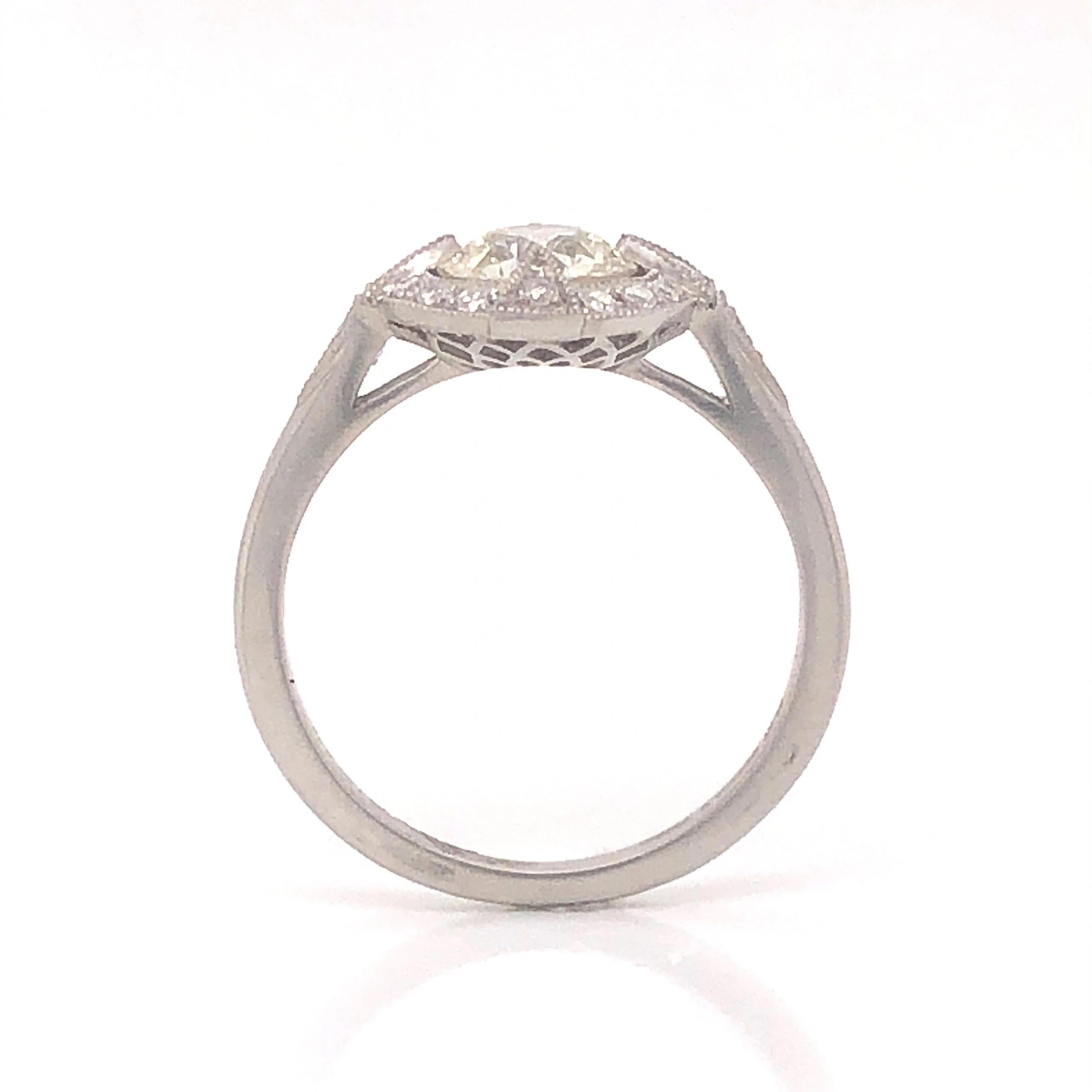 Geometric Antique Inspired Diamond Engagement Ring in Platinum - Image 4
